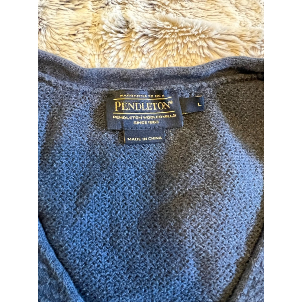 Vintage Pendleton Long Sleeve Cotton Knit Dark Blue Sweater Womens Size Large - Picture 2 of 16